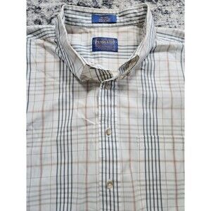 Pendleton Men's XL White Plaid Short Sleeve Button Down Shirt
